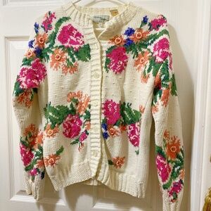 Vintage Willow Ridge Size S Women’s Creme Floral Cardigan